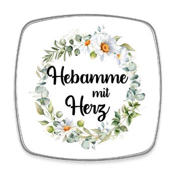 Hebamme mit Herz - personalisierbares Design - Viereckiger Kühlschrankmagnet - Weiß - Vorne