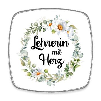 Lehrerin mit Herz! Personalisierbares Design - Viereckiger Kühlschrankmagnet - Weiß - Vorne