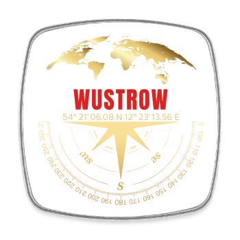 Koordinaten Wustrow - Viereckiger Kühlschrankmagnet - Weiß - Vorne