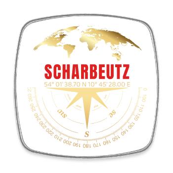 Koordinaten Scharbeutz - Viereckiger Kühlschrankmagnet - Weiß - Vorne