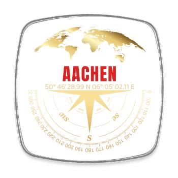 Koordinaten Aachen - Viereckiger Kühlschrankmagnet - Weiß - Vorne
