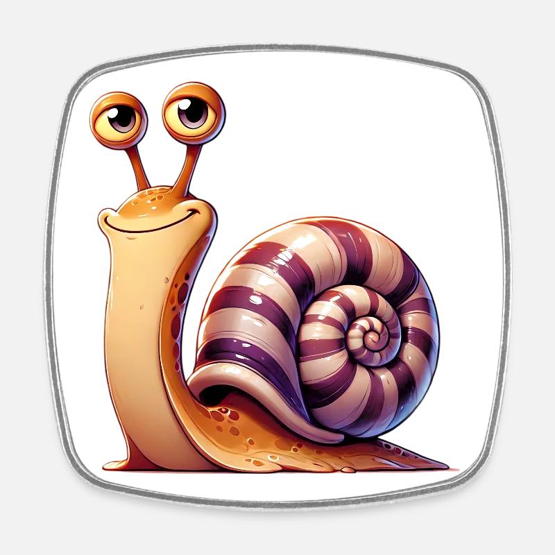 Escargot - Magnet carré - blanc