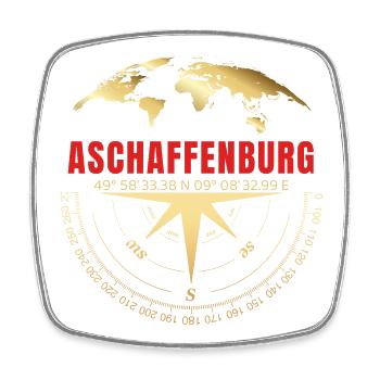 Koordinaten Aschaffenburg - Viereckiger Kühlschrankmagnet - Weiß - Vorne