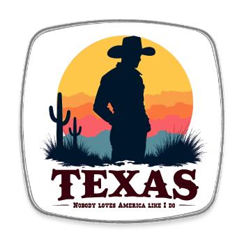 Texas Cowboy - Viereckiger Kühlschrankmagnet - Weiß - Vorne