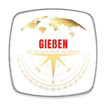 Koordinaten Gießen - Viereckiger Kühlschrankmagnet - Weiß - Vorne