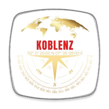 Koordinaten Koblenz - Viereckiger Kühlschrankmagnet - Weiß - Vorne