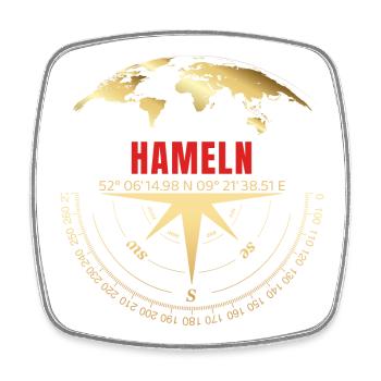 Koordinaten Hameln - Viereckiger Kühlschrankmagnet - Weiß - Vorne