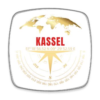 Koordinaten Kassel - Viereckiger Kühlschrankmagnet - Weiß - Vorne