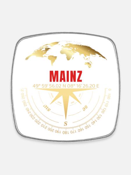 Koordinaten Mainz - Viereckiger Kühlschrankmagnet - Weiß