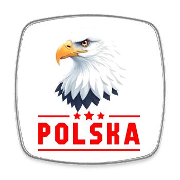POLEN Adler rote Buchstaben - Viereckiger Kühlschrankmagnet - Weiß - Vorne