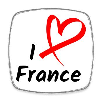 I Love France Ich Liebe Frankreich Herz Geschenk - Viereckiger Kühlschrankmagnet - Weiß - Vorne