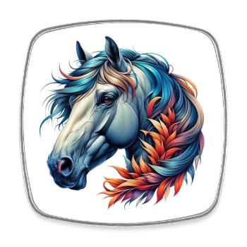 Cheval - Magnet carré - blanc - Devant