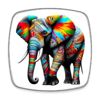 Elefant - Viereckiger Kühlschrankmagnet - Weiß - Vorne