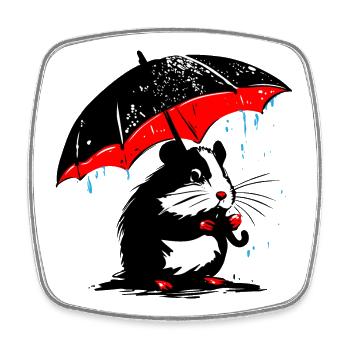 Hamster with umbrella – dirty weather - Square fridge magnet - white - Front