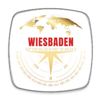 Koordinaten Wiesbaden - Viereckiger Kühlschrankmagnet - Weiß - Vorne