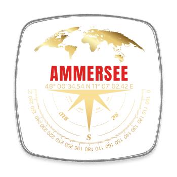 Koordinaten Ammersee - Viereckiger Kühlschrankmagnet - Weiß - Vorne