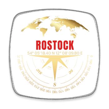 Koordinaten Rostock - Viereckiger Kühlschrankmagnet - Weiß - Vorne
