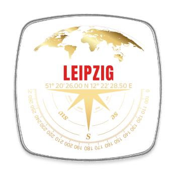Koordinaten Leipzig - Viereckiger Kühlschrankmagnet - Weiß - Vorne