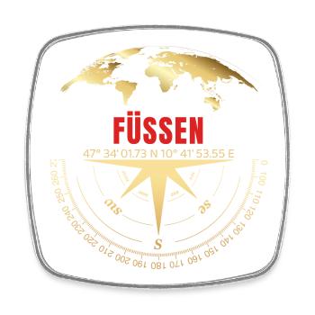 Koordinaten Füssen - Viereckiger Kühlschrankmagnet - Weiß - Vorne