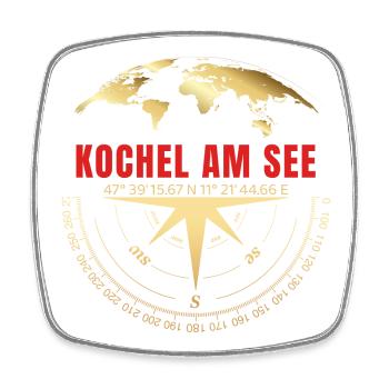 Koordinaten Kochel am See - Viereckiger Kühlschrankmagnet - Weiß - Vorne