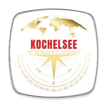 Koordinaten Kochelsee - Viereckiger Kühlschrankmagnet - Weiß - Vorne