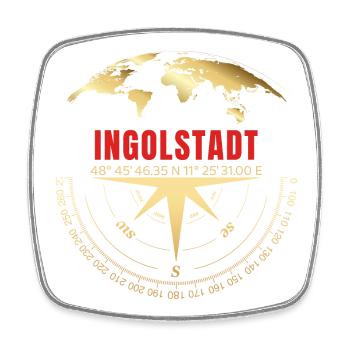 Koordinaten Ingolstadt - Viereckiger Kühlschrankmagnet - Weiß - Vorne