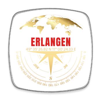 Koordinaten Erlangen - Viereckiger Kühlschrankmagnet - Weiß - Vorne