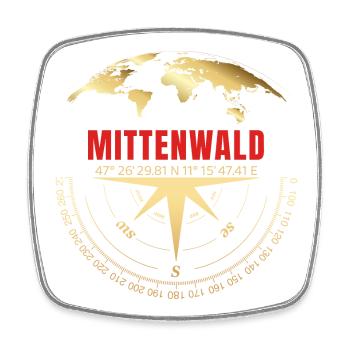 Koordinaten Mittenwald - Viereckiger Kühlschrankmagnet - Weiß - Vorne