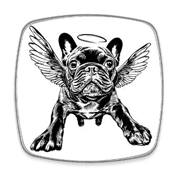 Bouledogue français avec ailes Bouledogue français - Magnet carré - blanc - Devant