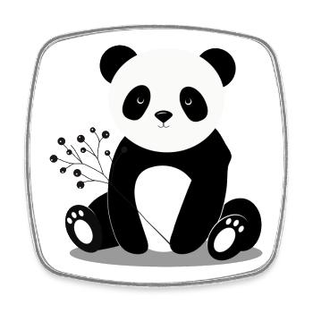 Panda bear holding a tender branch with berries - Square fridge magnet - white - Front