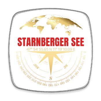 Koordinaten Starnberger See - Viereckiger Kühlschrankmagnet - Weiß - Vorne