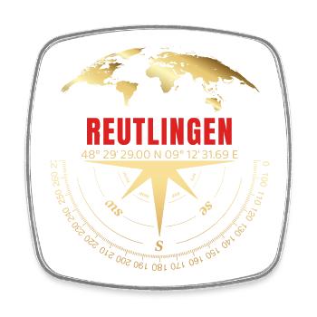 Koordinaten Reutlingen - Viereckiger Kühlschrankmagnet - Weiß - Vorne