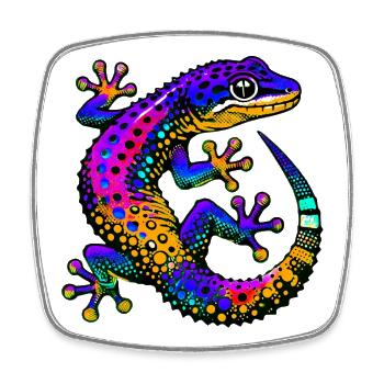 Gecko - Viereckiger Kühlschrankmagnet - Weiß - Vorne