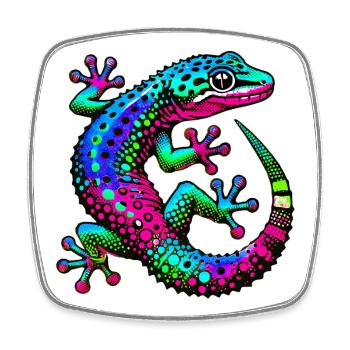Gecko - Viereckiger Kühlschrankmagnet - Weiß - Vorne