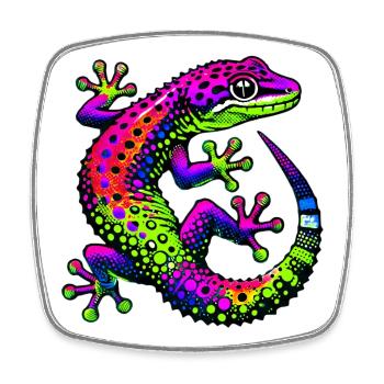 Gecko - Viereckiger Kühlschrankmagnet - Weiß - Vorne