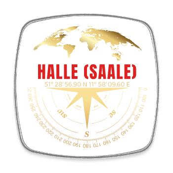Koordinaten Halle Saale - Viereckiger Kühlschrankmagnet - Weiß - Vorne