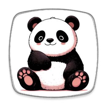Panda - Viereckiger Kühlschrankmagnet - Weiß - Vorne