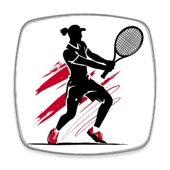 Tennis Tennisspieler Silhouette, rot-schwarz - Viereckiger Kühlschrankmagnet - Weiß - Vorne