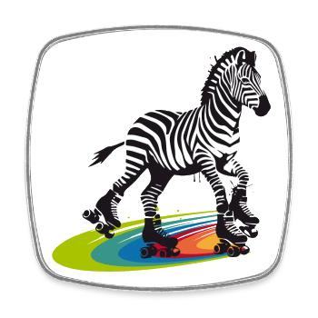 Rollschuh-Zebra im Stencil-Stil - Viereckiger Kühlschrankmagnet - Weiß - Vorne