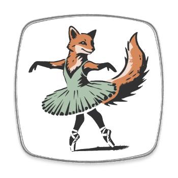 bezaubernder Fuchs im Stencil-Stil im Ballettkleid - Viereckiger Kühlschrankmagnet - Weiß - Vorne