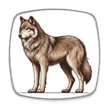 Wolf - Square fridge magnet - white - Front