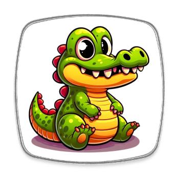 Alligator-Krokodil - Viereckiger Kühlschrankmagnet - Weiß - Vorne