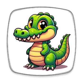 Alligator-Krokodil - Viereckiger Kühlschrankmagnet - Weiß - Vorne