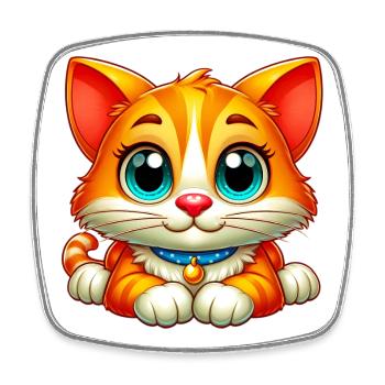 Cat - Square fridge magnet - white - Front