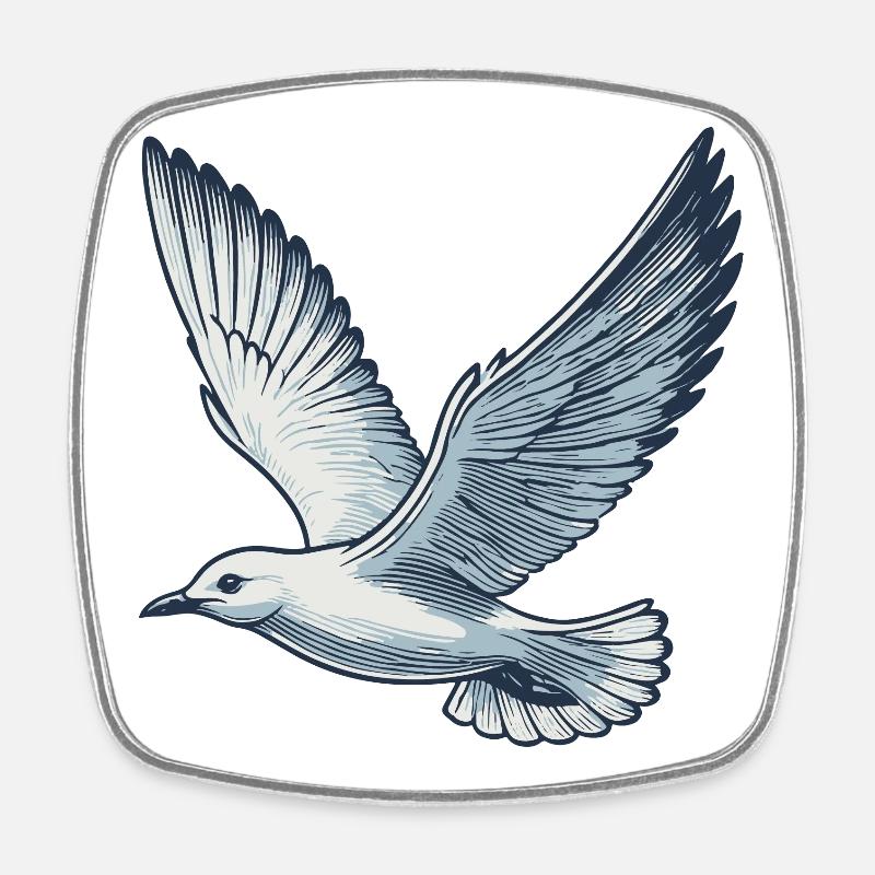 Gull - Square fridge magnet - white