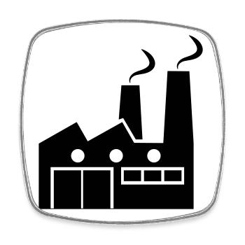 Abstract geometric line art of a factory - Square fridge magnet - white - Front