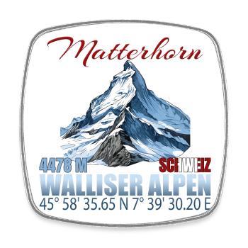 Matterhorn Koordinaten - Viereckiger Kühlschrankmagnet - Weiß - Vorne