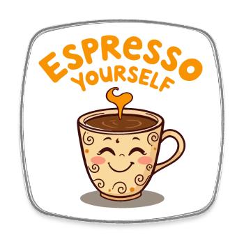 Cute Coffee Mug Stress Reliever Design - Square fridge magnet - white - Front