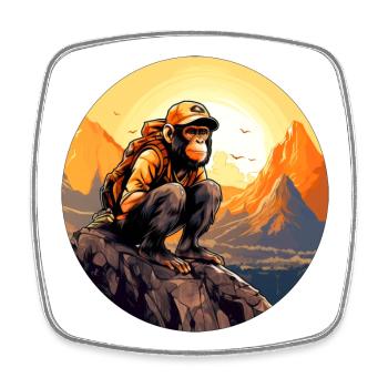 Monkey Hiking / Mountaineer Monkey - Square fridge magnet - white - Front
