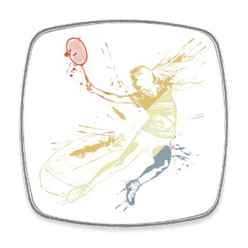 Badminton Mme Grafitti - Magnet carré - blanc - Devant